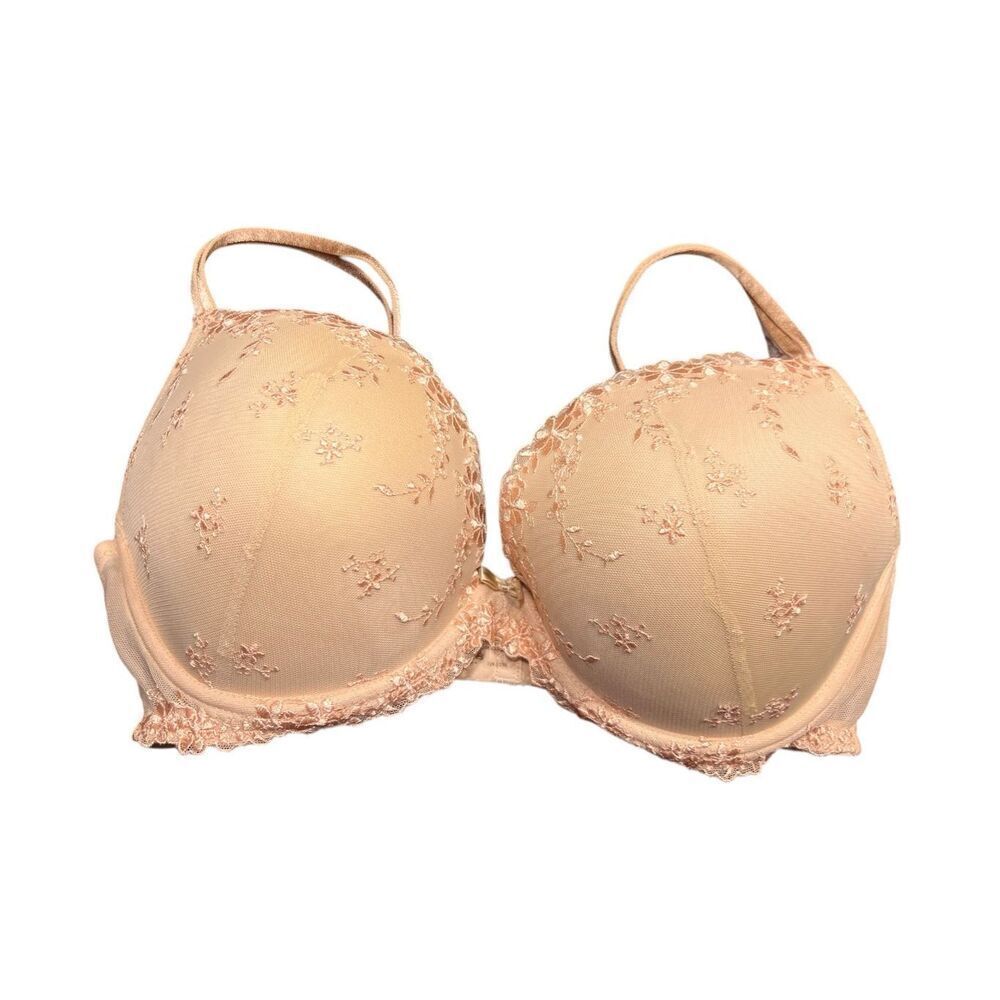 AMBRIELLE 36DD Light Pink Mystique Embroidered Plunge Lace Front Bra